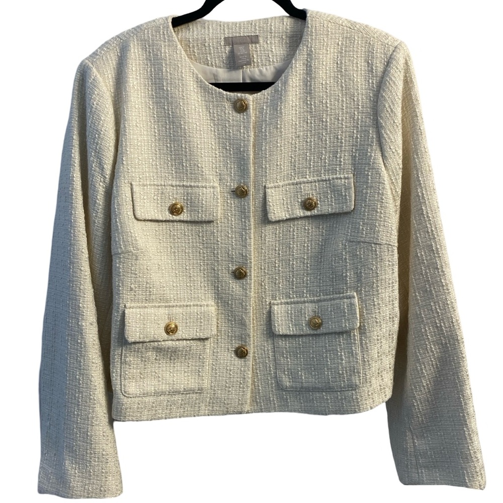 H&M Textured Weave Jacket Tweed Blazer ptp 23